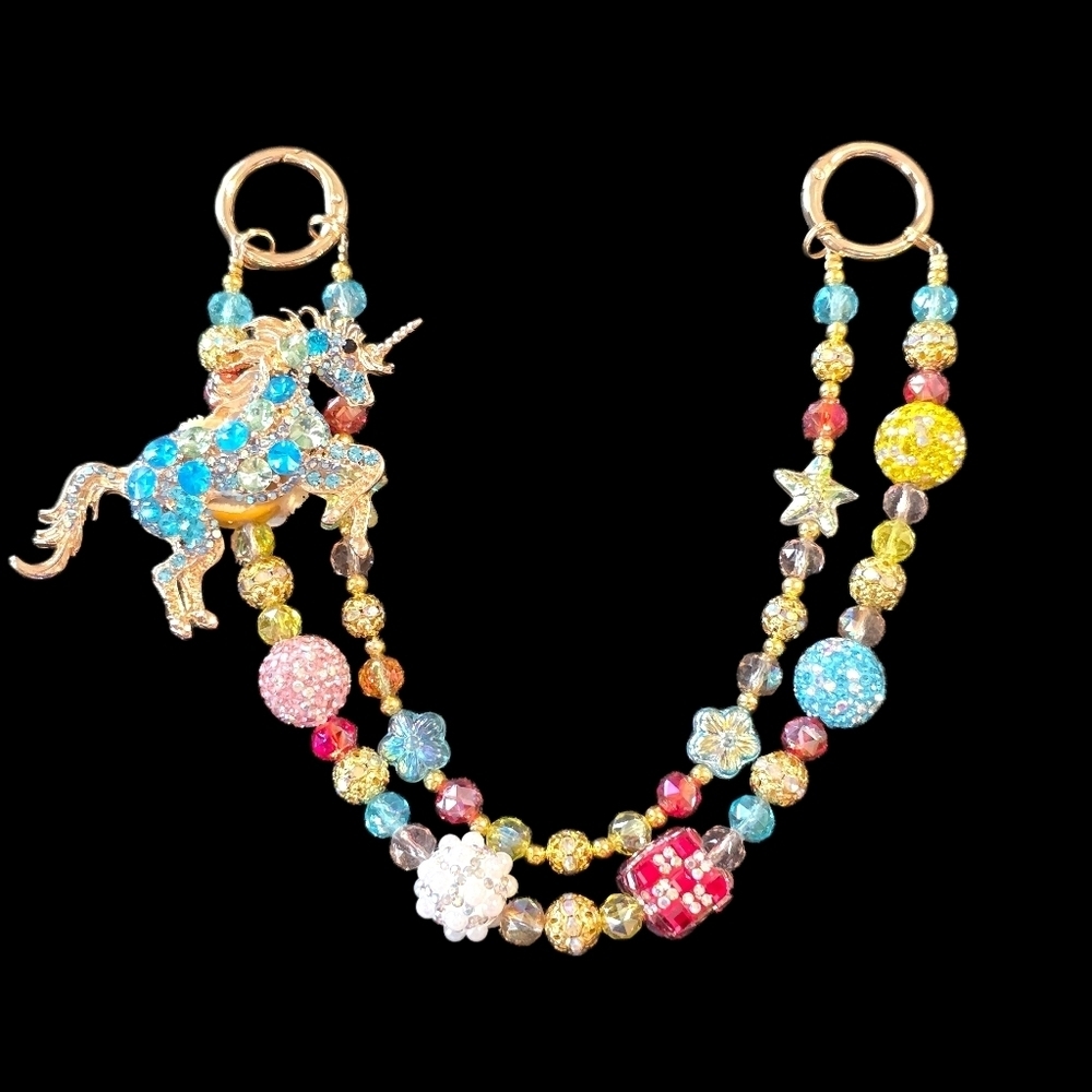 Colorful Unicorn Beaded Bag Charm